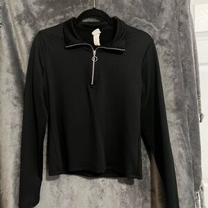 H&M Black Long Sleeve Ribbed Shirt with Zipper